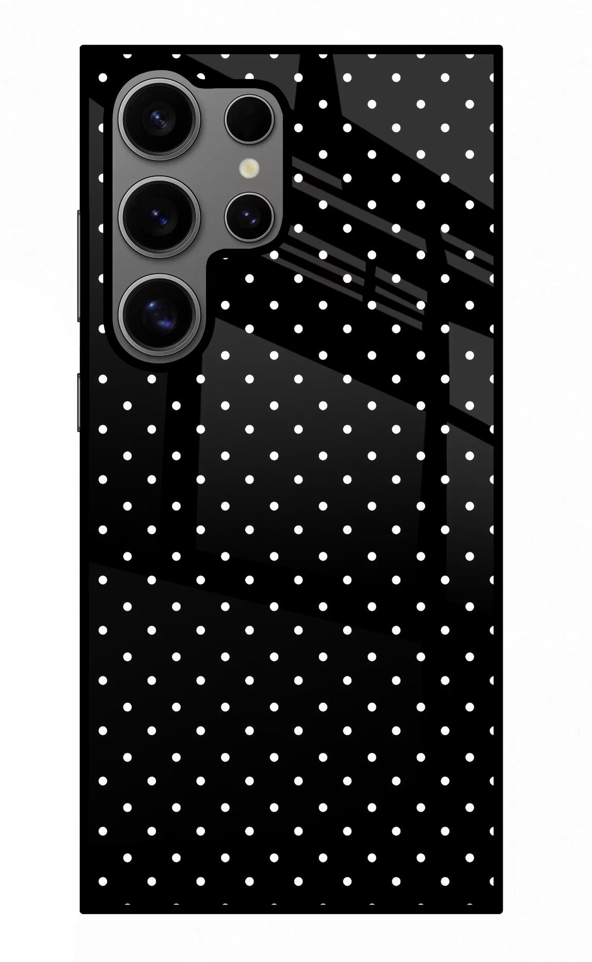 White Dots Samsung S24 Ultra Glass Case Back Cover by Casekaro
