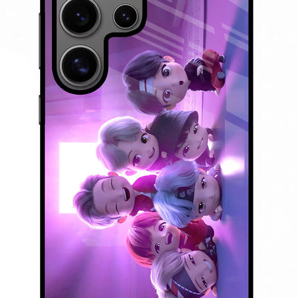 BTS Chibi Samsung S24 Ultra Glass Case Back Cover by Casekaro