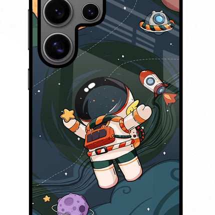 Cartoon Astronaut Samsung S24 Ultra Glass Case Back Cover by Casekaro