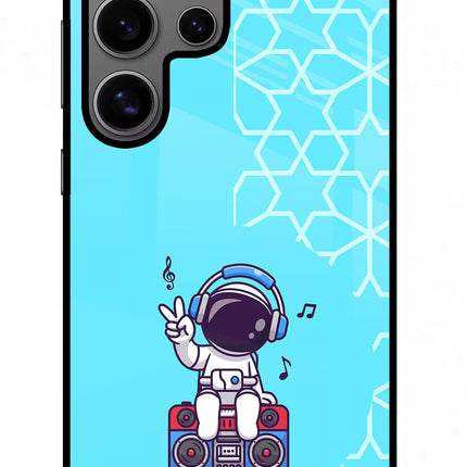 Cute Astronaut Chilling Samsung S24 Ultra Glass Case Back Cover by Casekaro