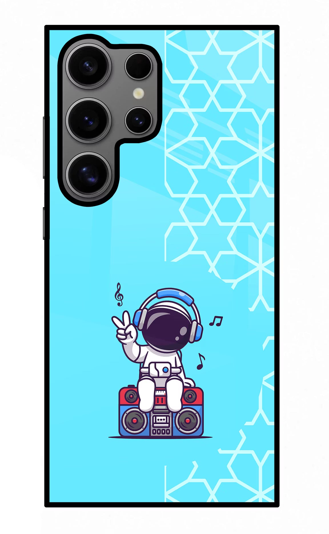 Cute Astronaut Chilling Samsung S24 Ultra Glass Case Back Cover by Casekaro