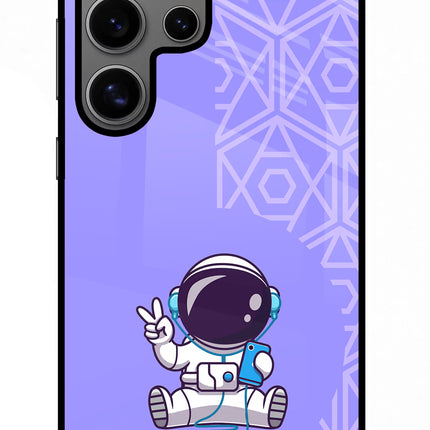 Cute Astronaut Chilling Samsung S24 Ultra Glass Case Back Cover by Casekaro