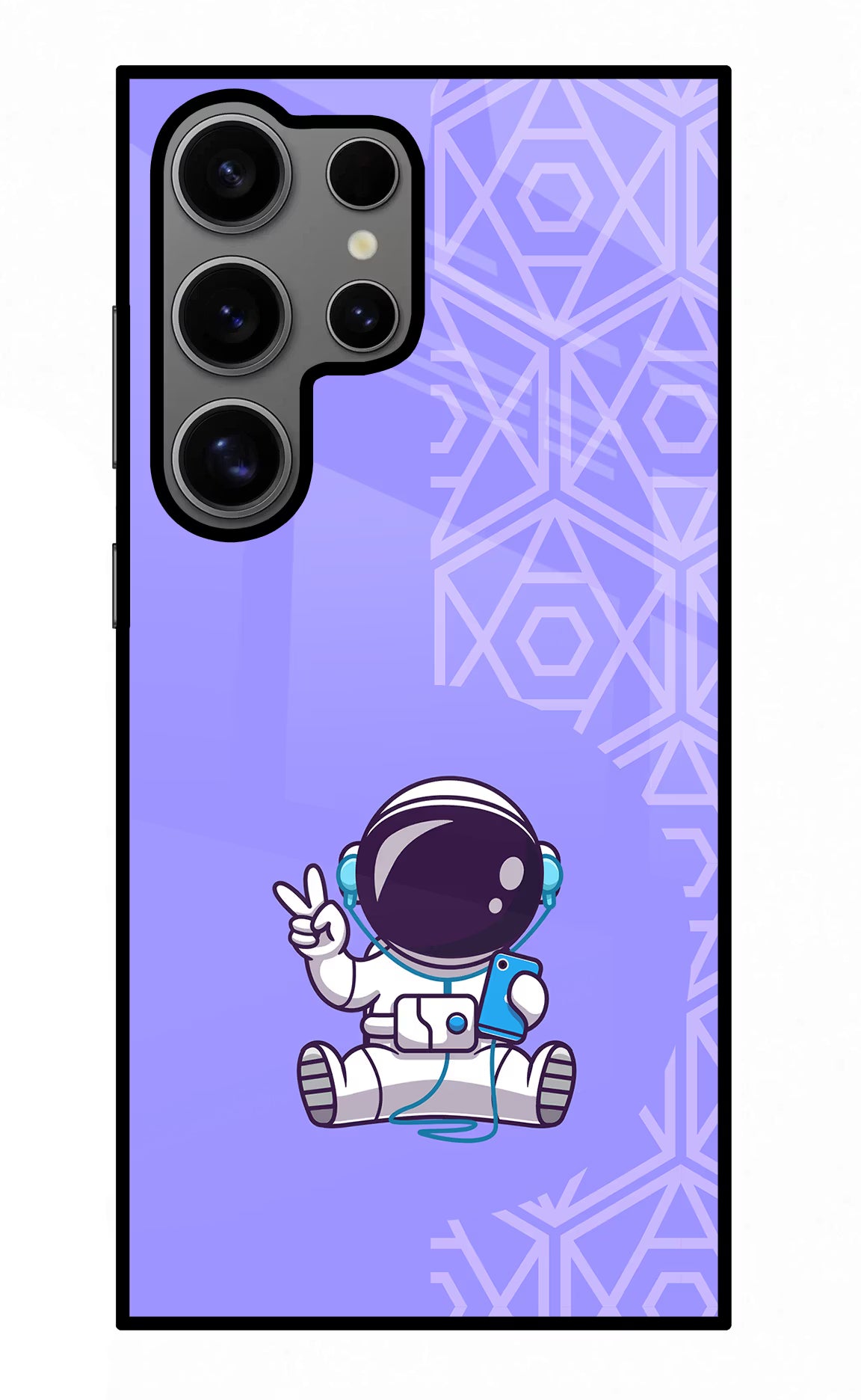 Cute Astronaut Chilling Samsung S24 Ultra Glass Case Back Cover by Casekaro