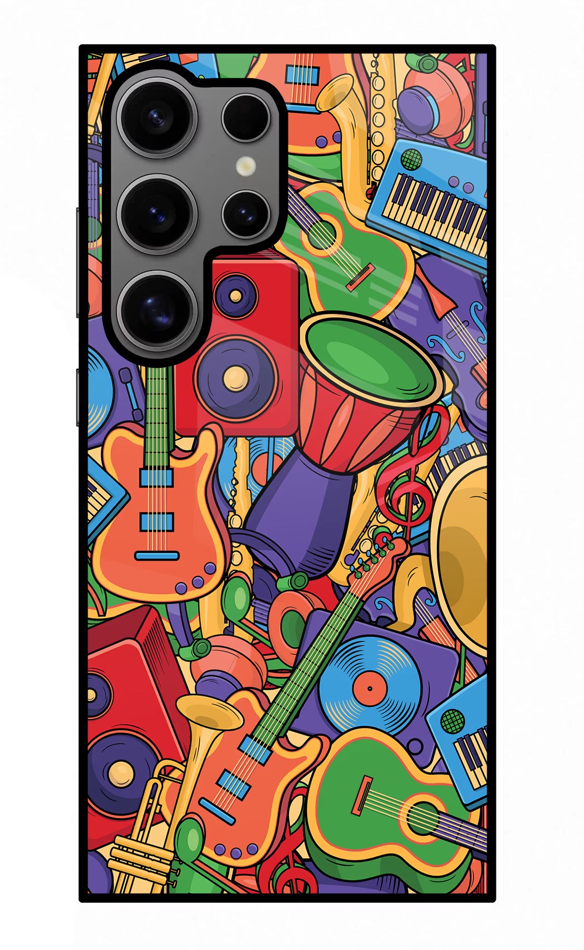 Music Instrument Doodle Samsung S24 Ultra Glass Case Back Cover by Casekaro