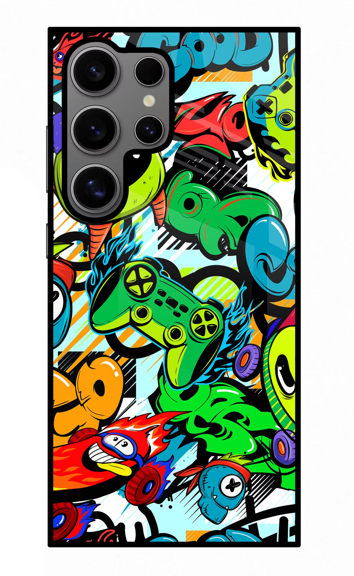 Game Doodle Samsung S24 Ultra Glass Case Back Cover by Casekaro