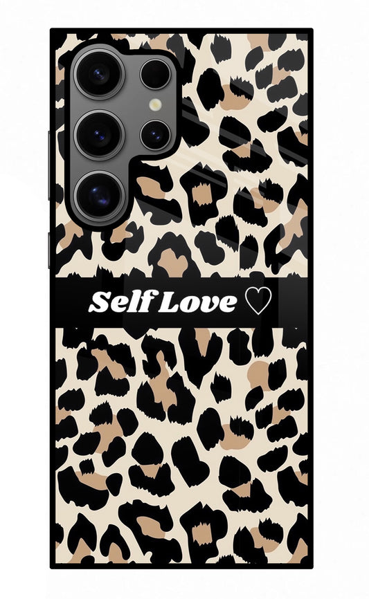 Leopard Print Self Love Samsung S24 Ultra Glass Case