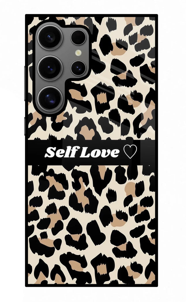 Leopard Print Self Love Samsung S24 Ultra Glass Case