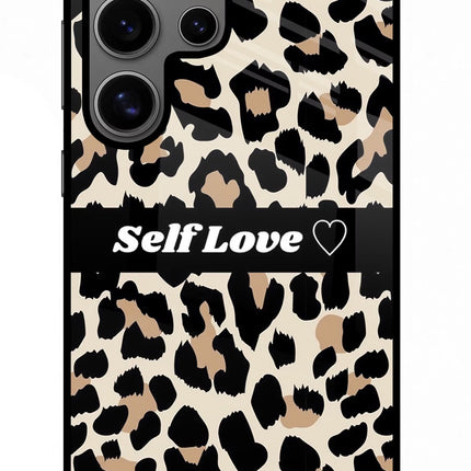 Leopard Print Self Love Samsung S24 Ultra Glass Case Back Cover by Casekaro