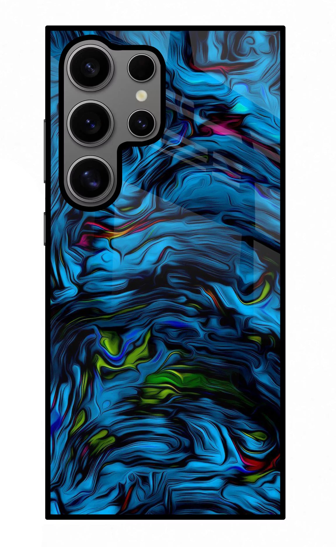 Dark Blue Abstract Samsung S24 Ultra Glass Case Back Cover by Casekaro