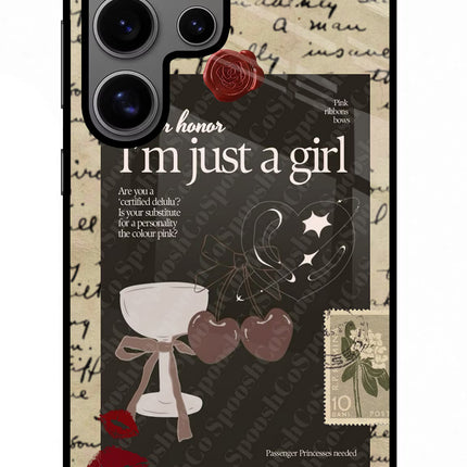 I am just a girl Samsung S24 Ultra Glass Case Back Cover by Casekaro