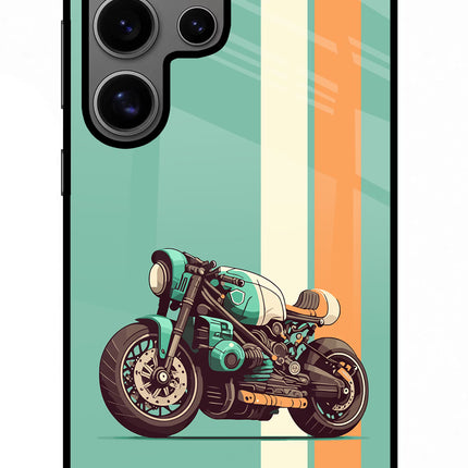 Striped Moto Drift Samsung S24 Ultra Glass Case Back Cover by Casekaro