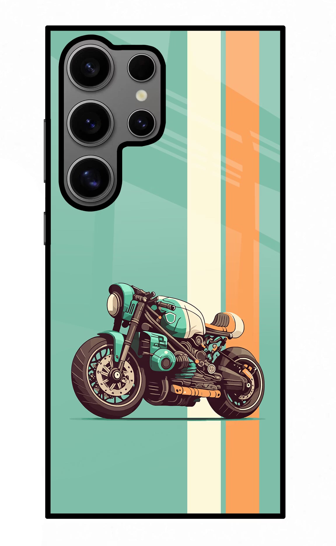 Striped Moto Drift Samsung S24 Ultra Glass Case Back Cover by Casekaro