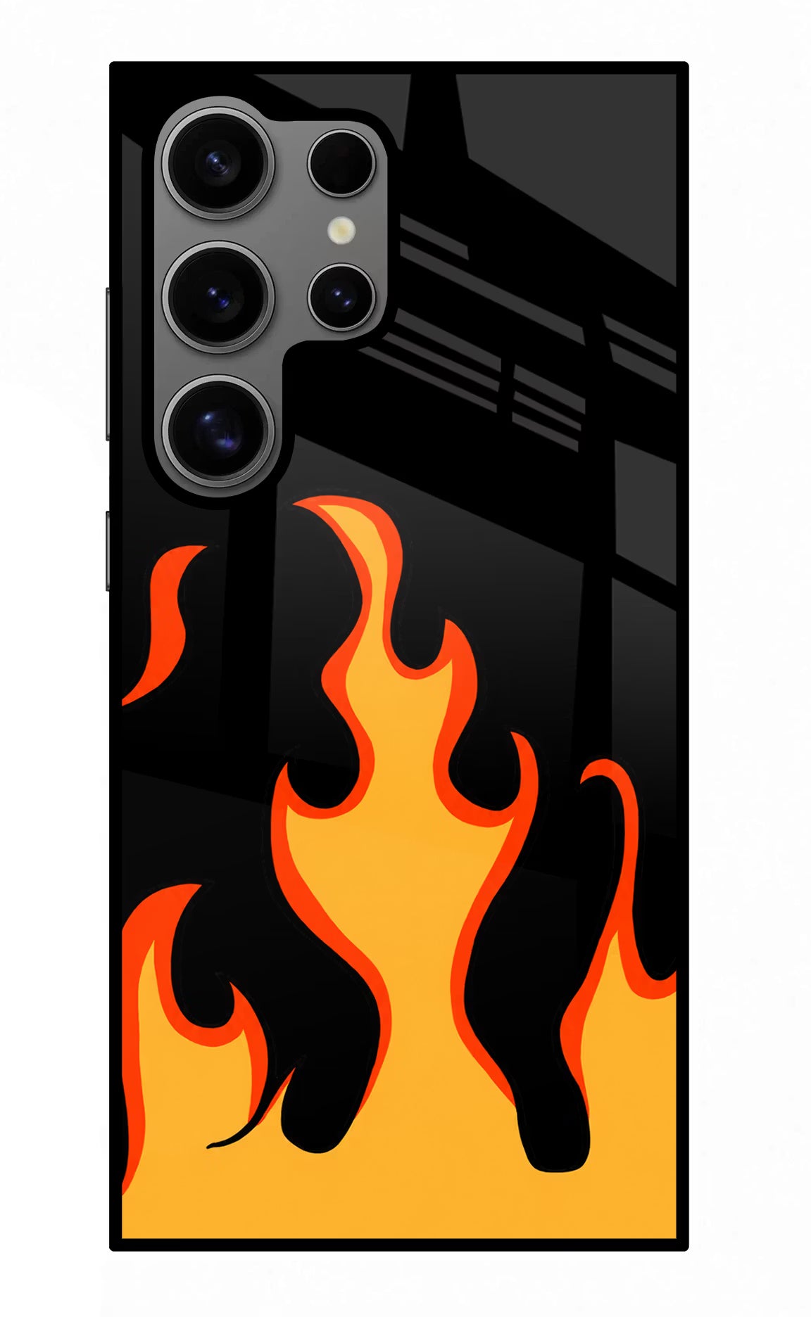 Fired Up – Black Samsung S24 Ultra Glass Case Back Cover by Casekaro