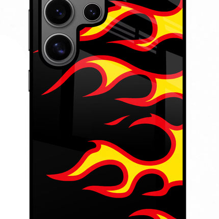 Side Sweep Flames Samsung S24 Ultra Glass Case Back Cover by Casekaro