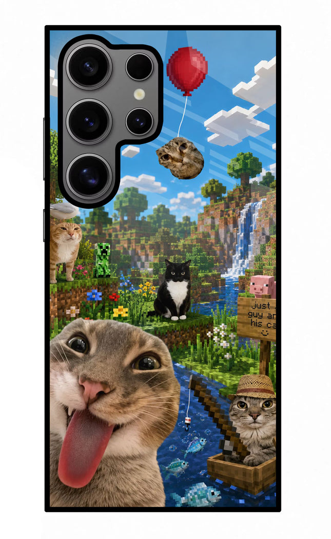 Minecraft Cat Chaos Samsung S24 Ultra Glass Case