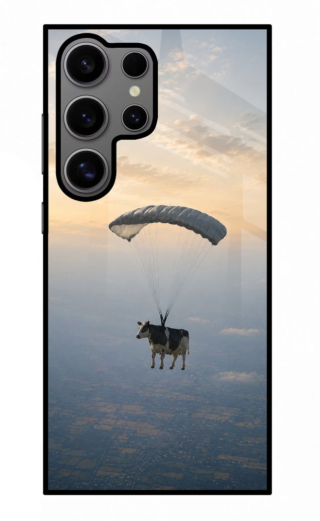 Skydiving Cow Samsung S24 Ultra Glass Case
