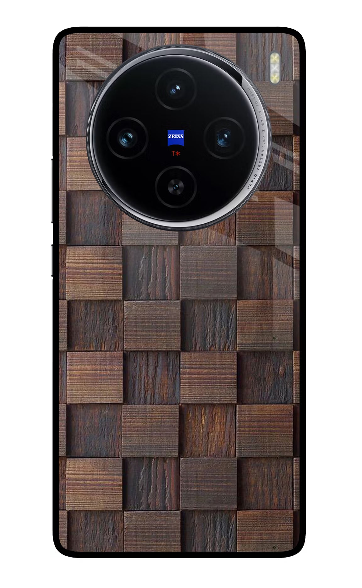 Wooden Cube Design Vivo X100 Glass Case