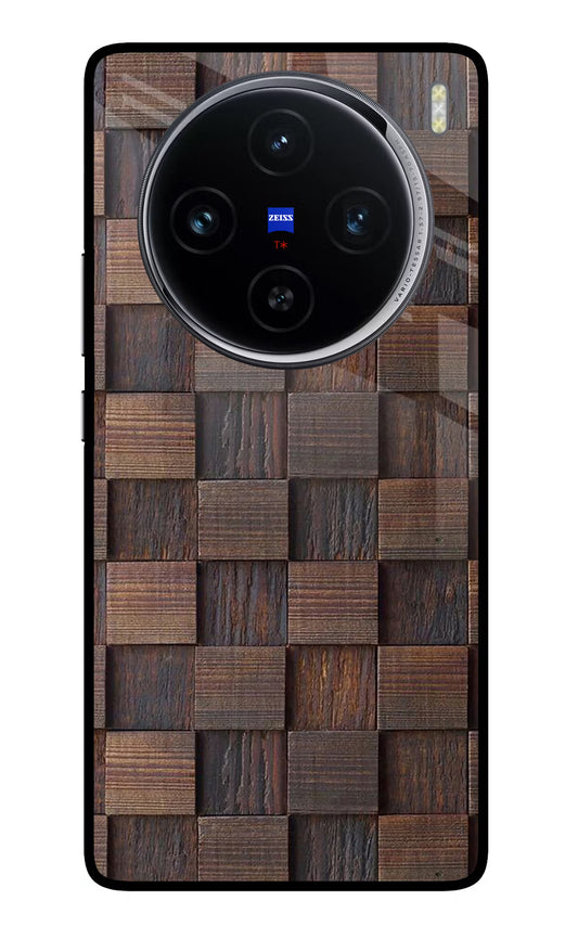 Wooden Cube Design Vivo X100 Glass Case
