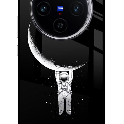 Moon Space Vivo X100 Glass Case Back Cover by Casekaro