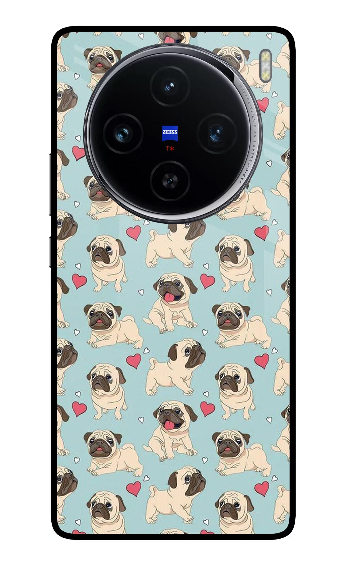 Pug Dog Vivo X100 Glass Case Back Cover by Casekaro