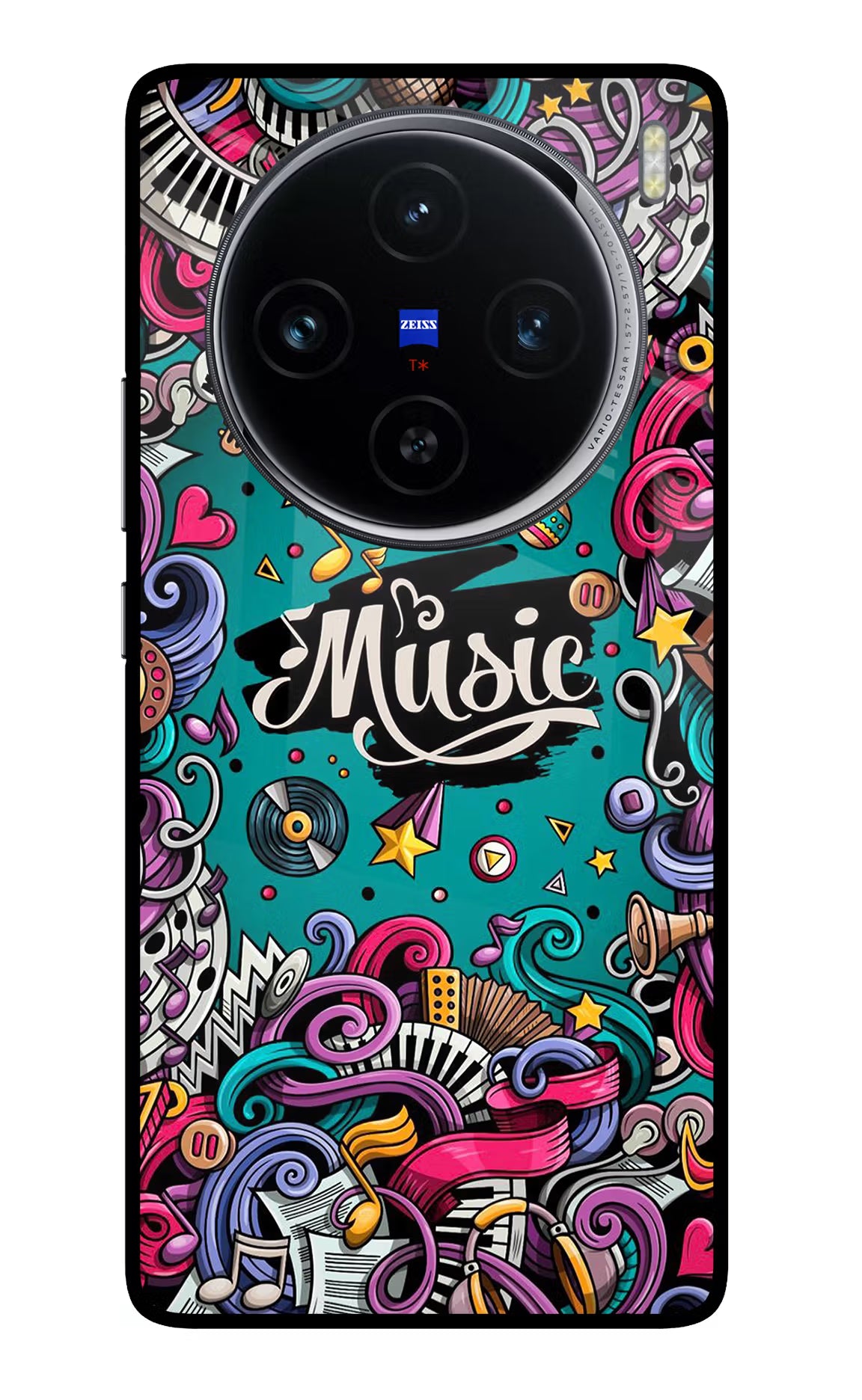 Music Graffiti Vivo X100 Glass Case Back Cover by Casekaro
