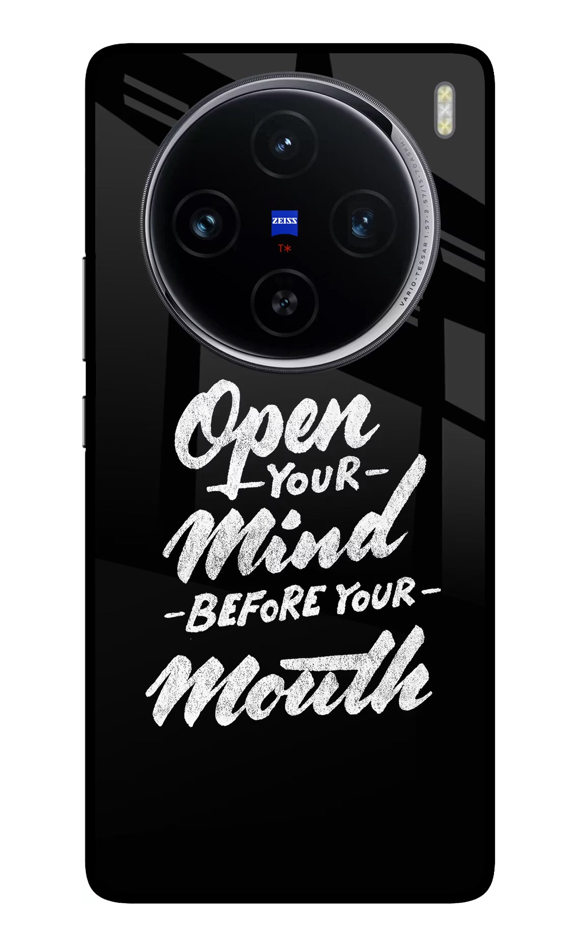 Open Your Mind Before Your Mouth Vivo X100 Glass Case Back Cover by Casekaro