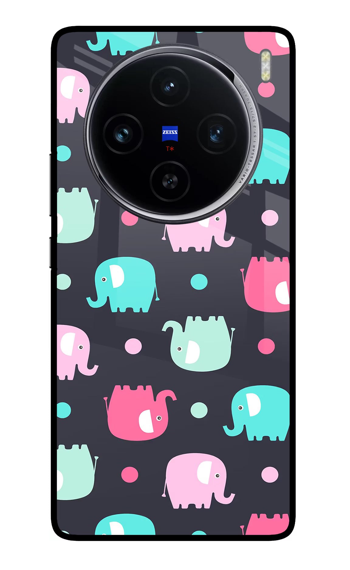 Elephants Vivo X100 Glass Case Back Cover by Casekaro