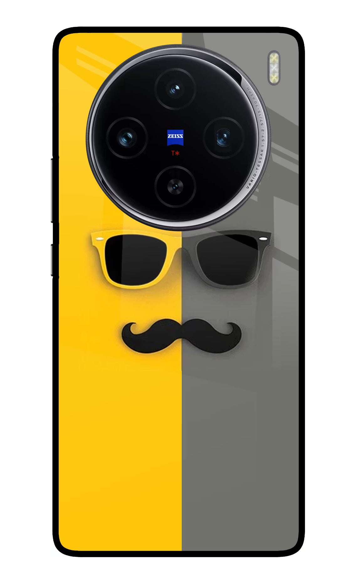 Sunglasses with Mustache Vivo X100 Glass Case Back Cover by Casekaro