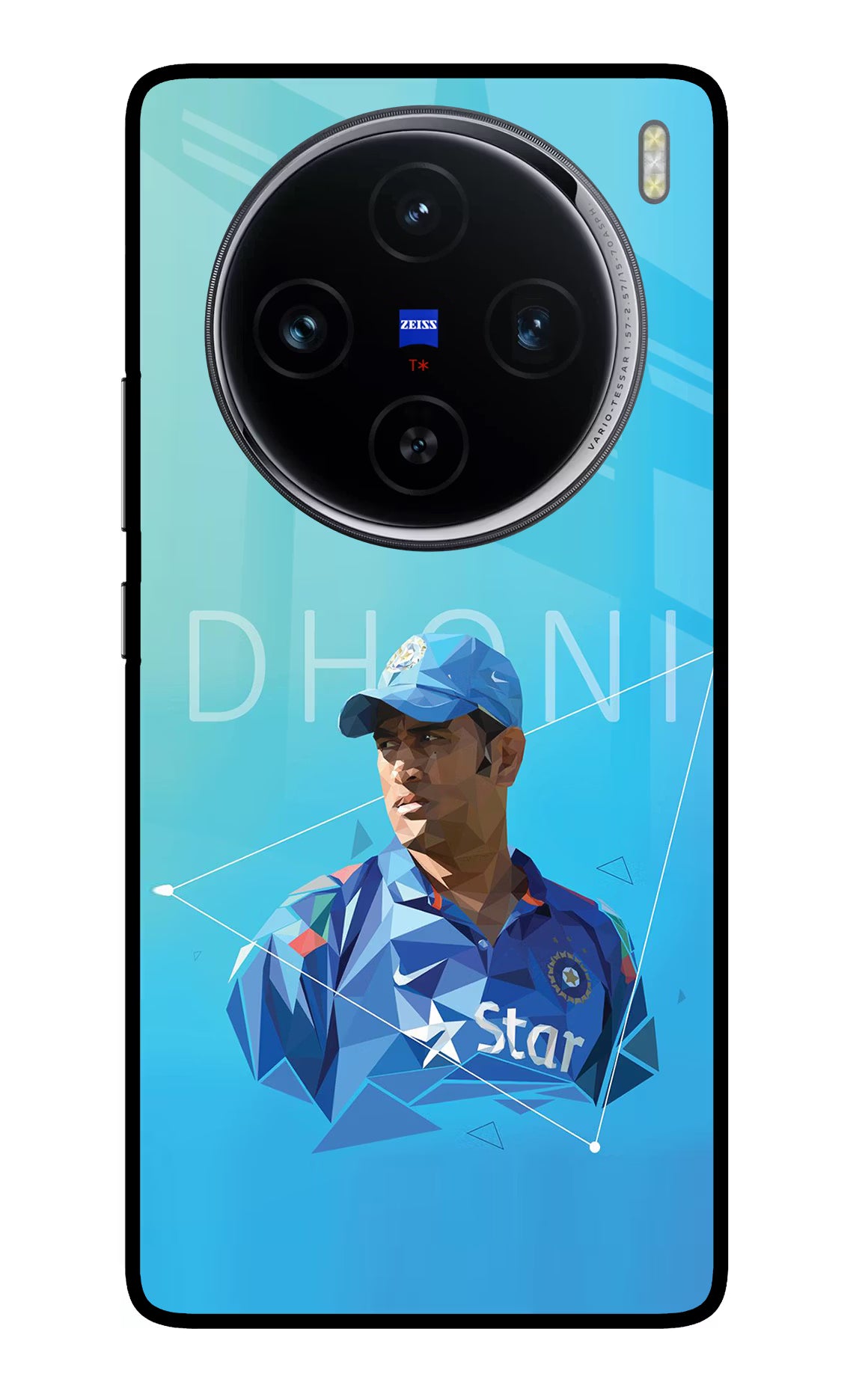 Dhoni Artwork Vivo X100 Glass Case Back Cover by Casekaro
