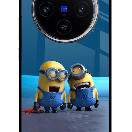 Minion Laughing Vivo X100 Glass Case Back Cover by Casekaro