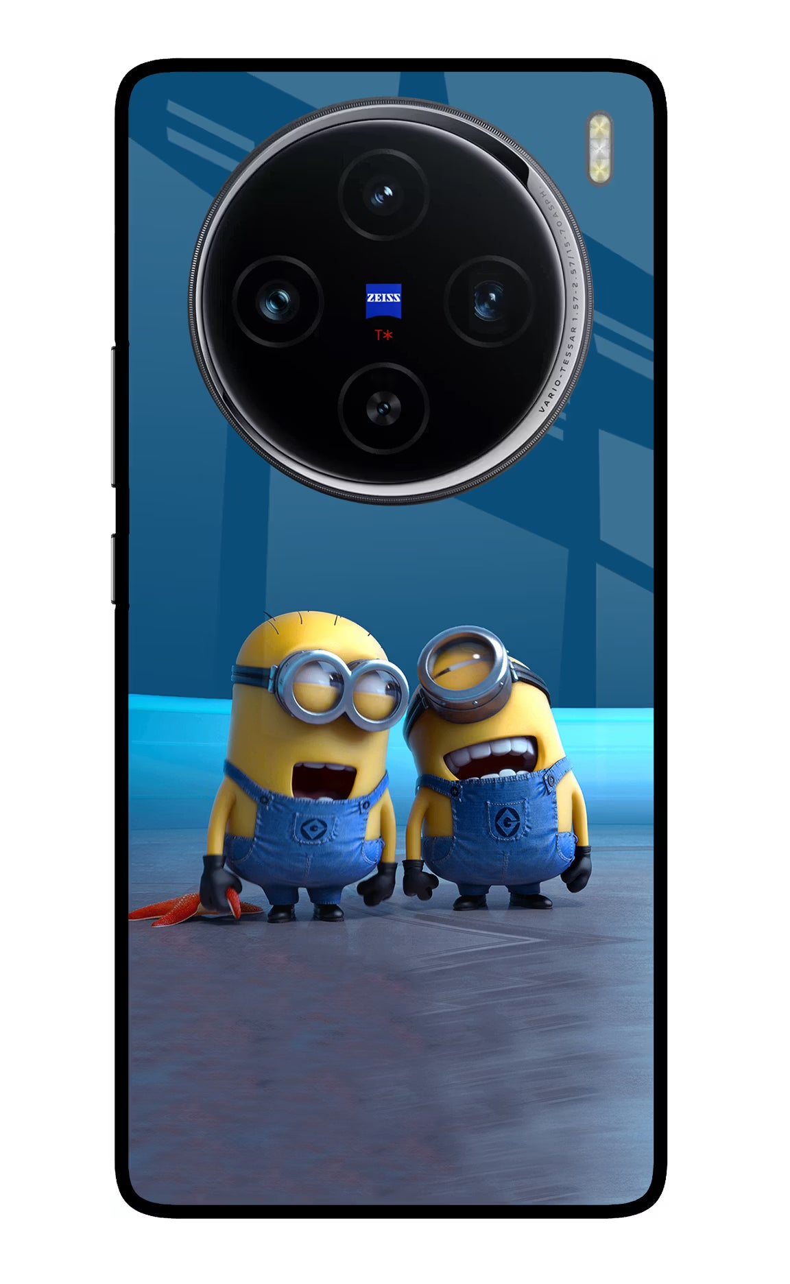 Minion Laughing Vivo X100 Glass Case Back Cover by Casekaro