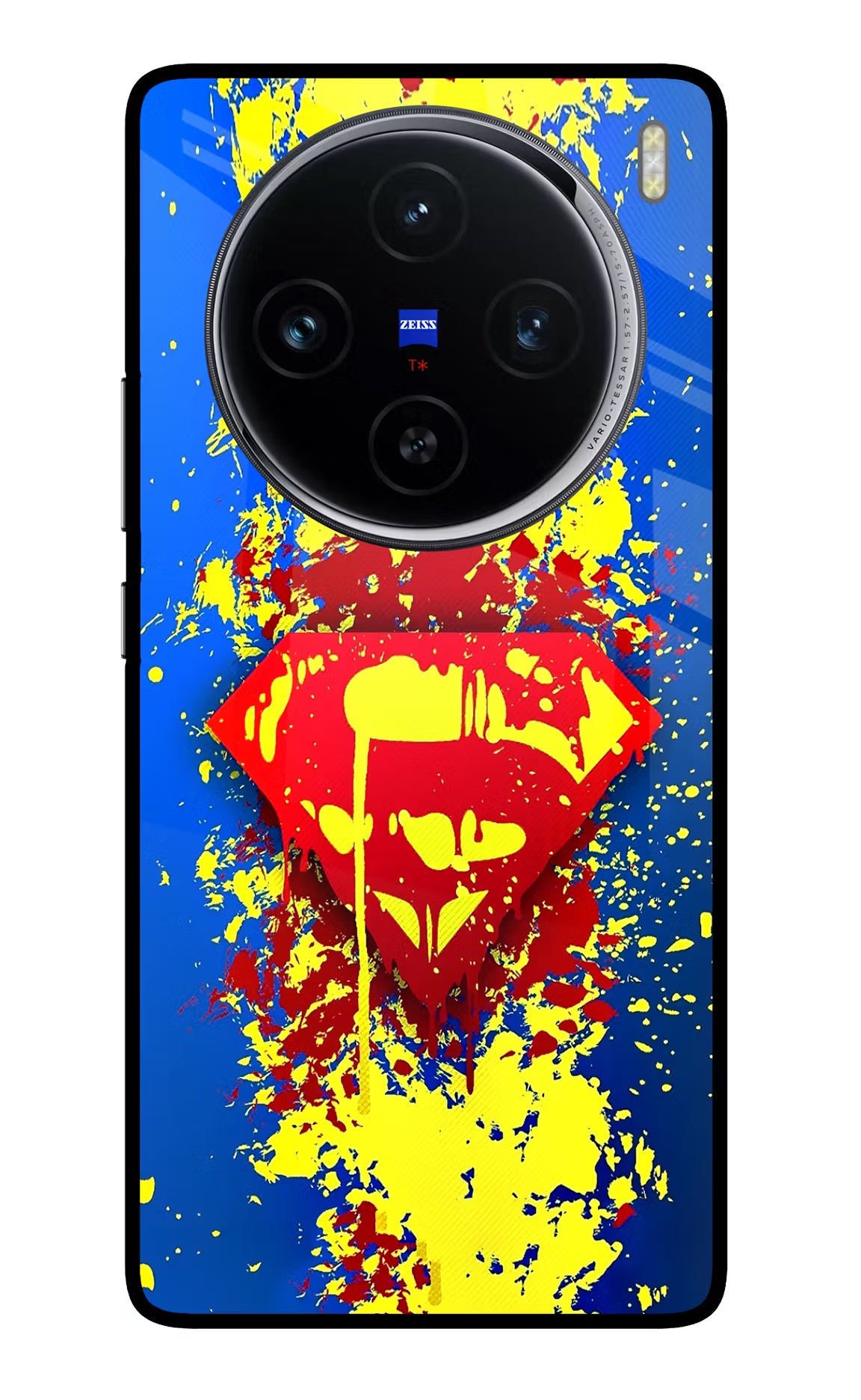 Superman logo Vivo X100 Glass Case Back Cover by Casekaro