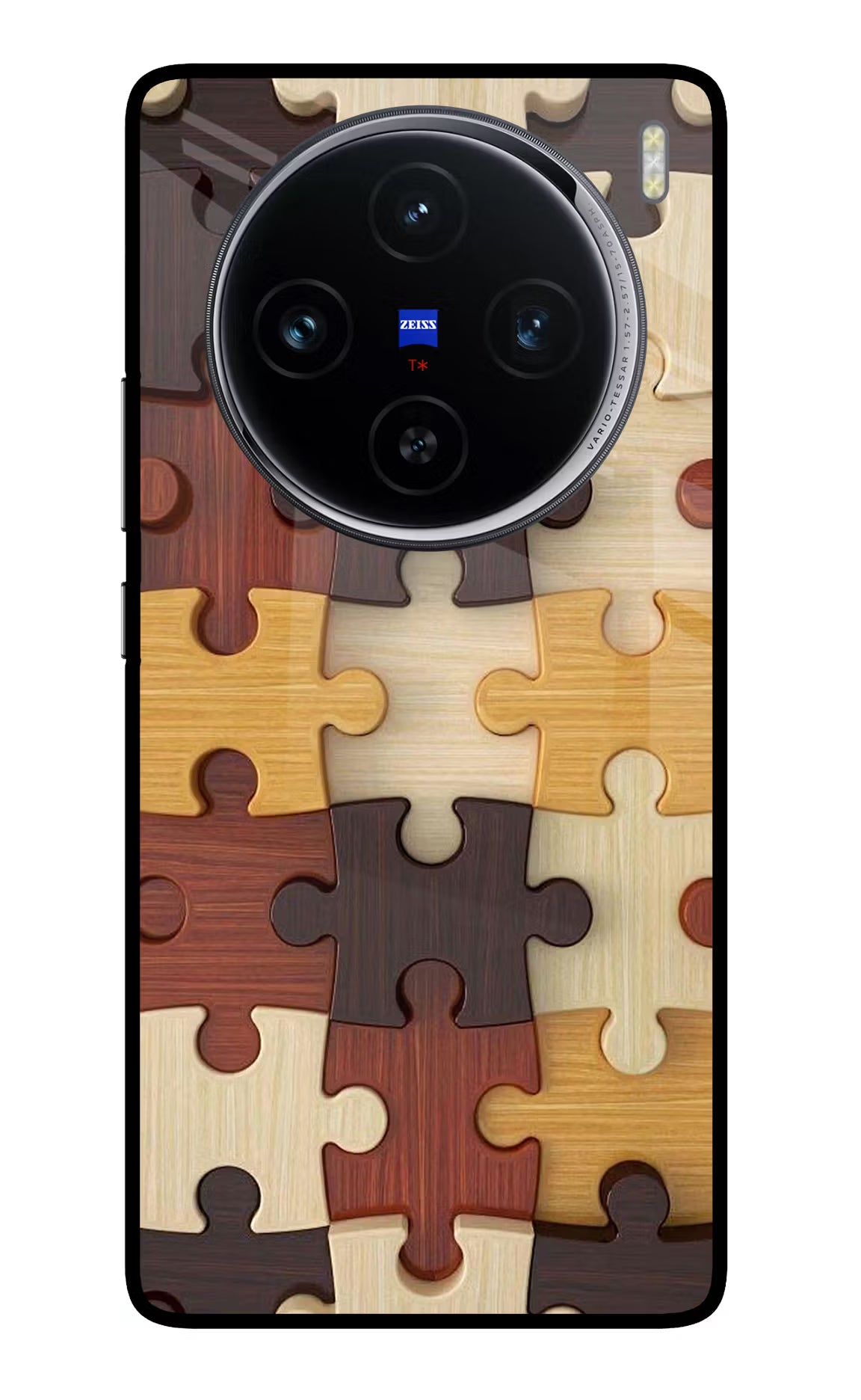 Wooden Puzzle Vivo X100 Glass Case Back Cover by Casekaro