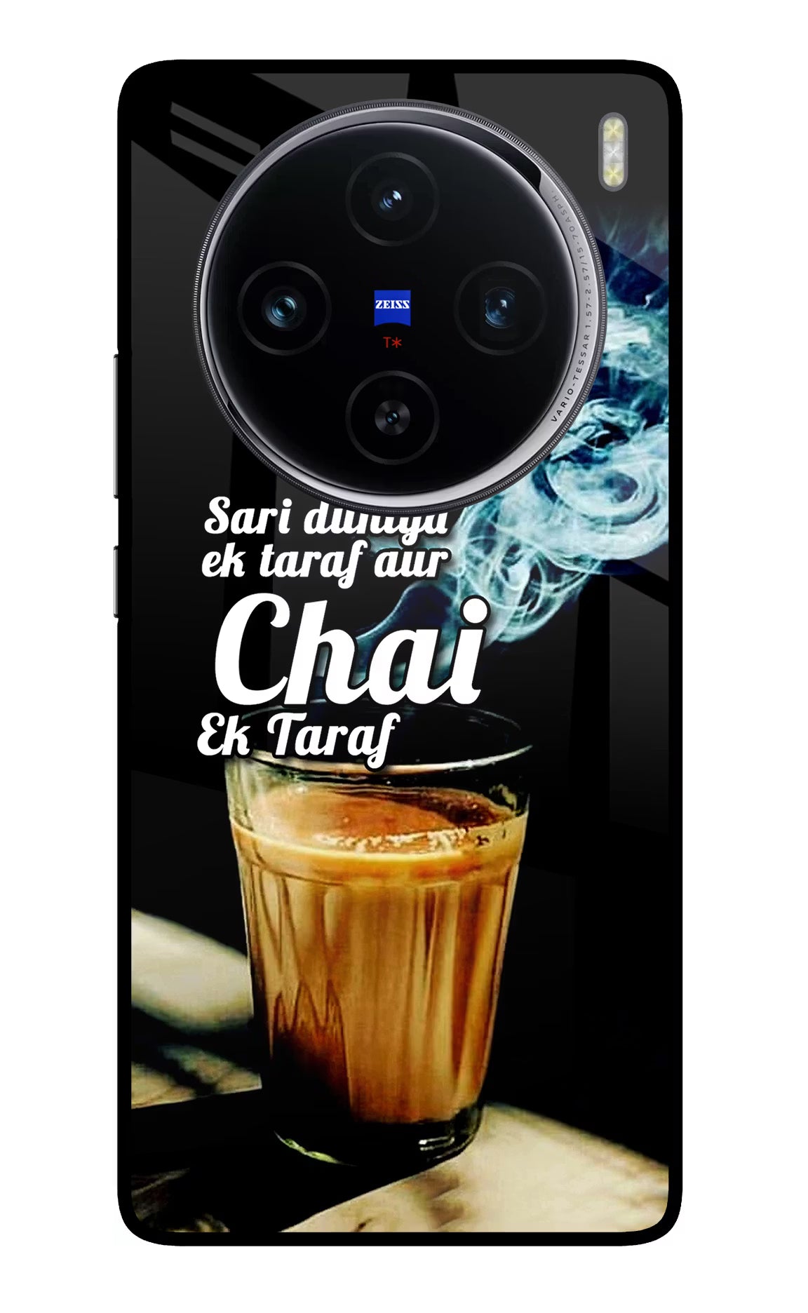 Chai Ek Taraf Quote Vivo X100 Glass Case Back Cover by Casekaro