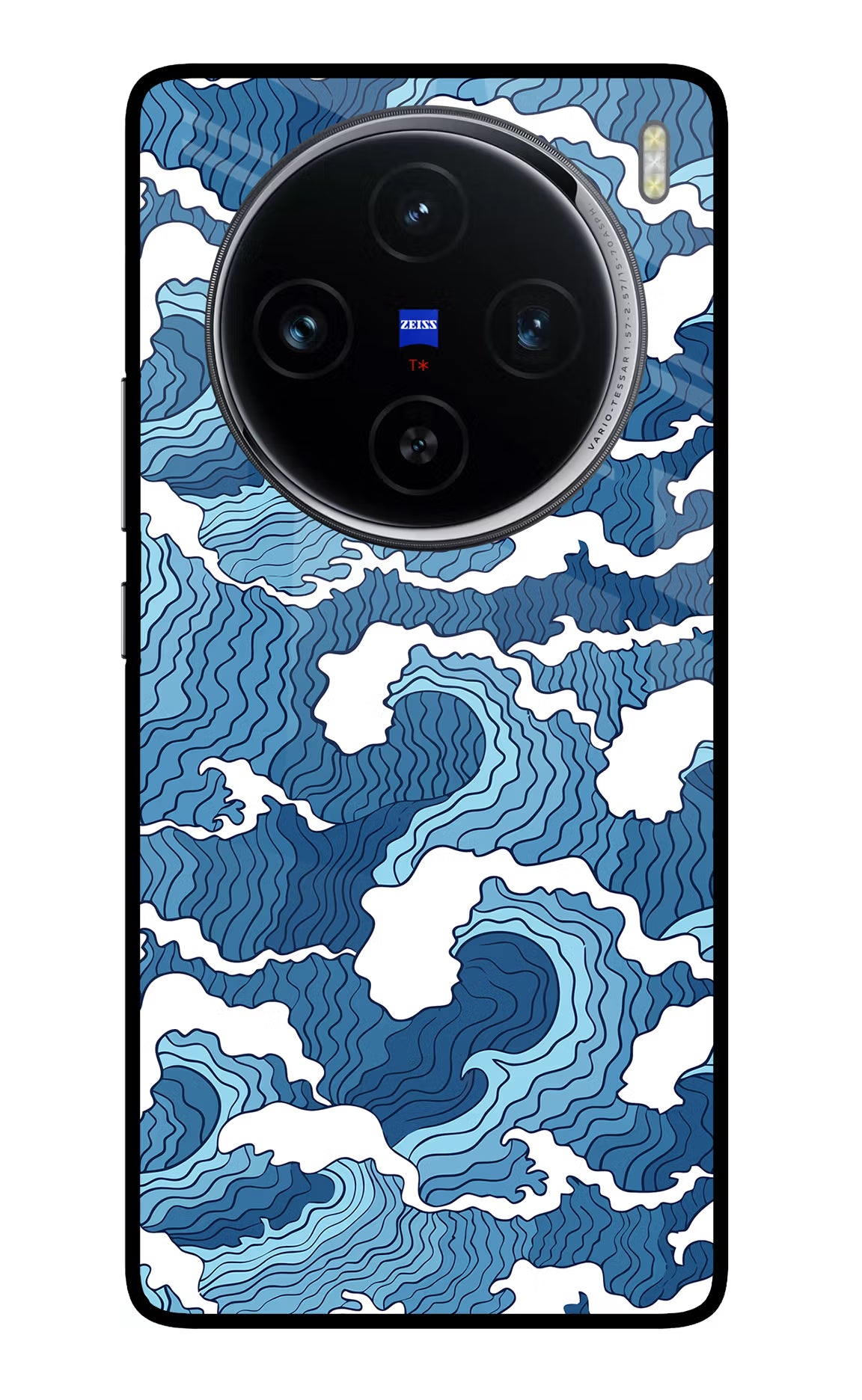 Blue Waves Vivo X100 Glass Case Back Cover by Casekaro