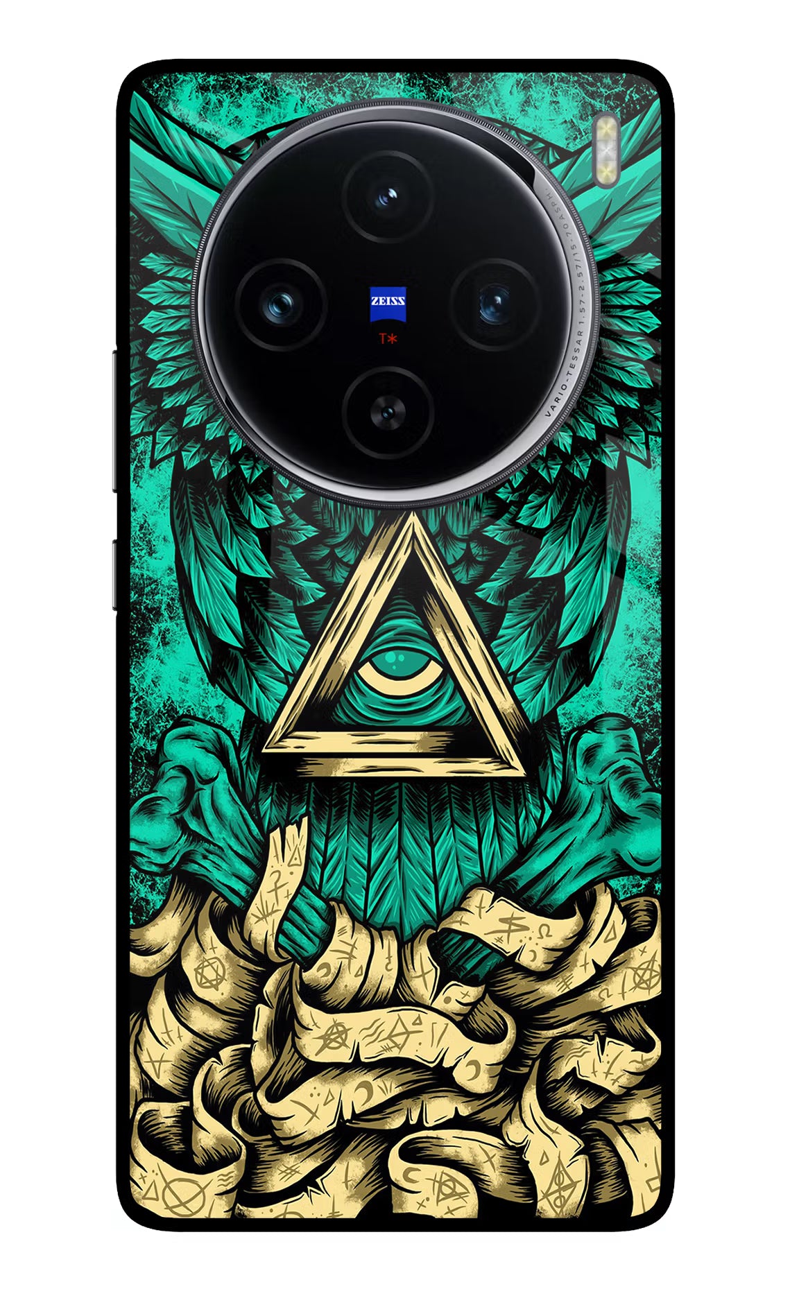 Green Owl Vivo X100 Glass Case Back Cover by Casekaro