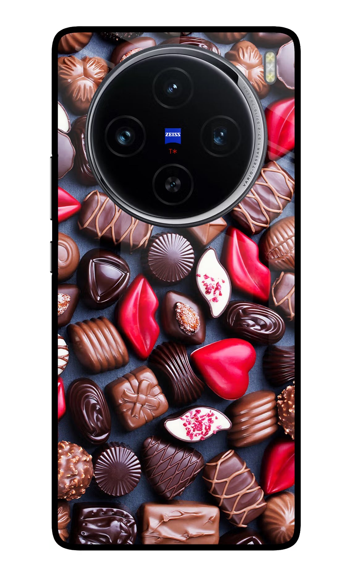 Chocolates Vivo X100 Glass Case Back Cover by Casekaro