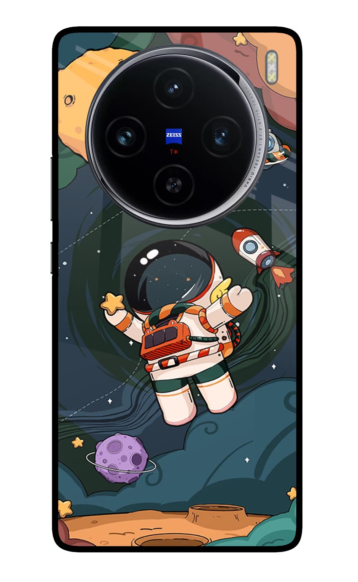 Cartoon Astronaut Vivo X100 Glass Case Back Cover by Casekaro