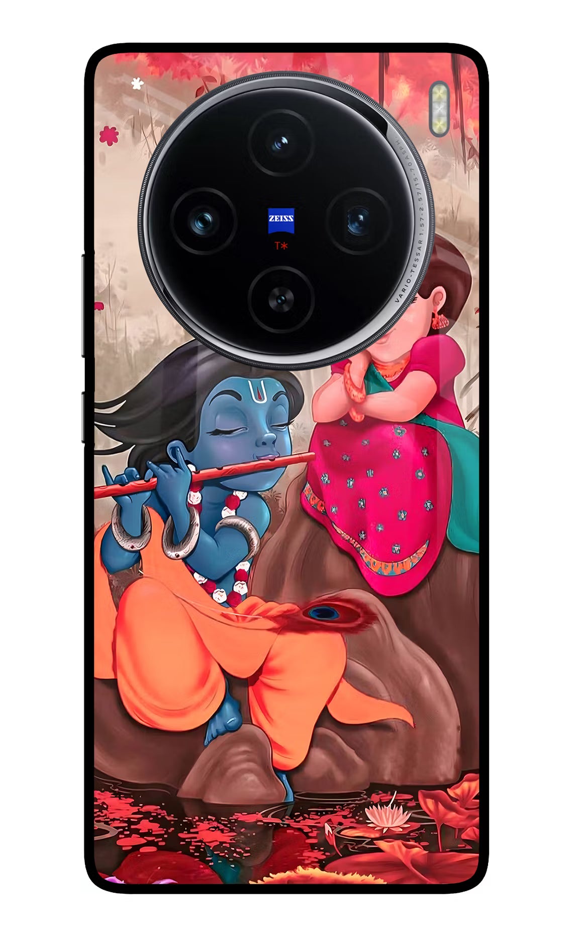 Radhe Krishna Vivo X100 Glass Case Back Cover by Casekaro