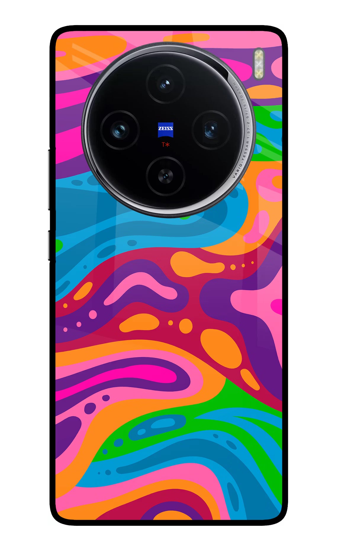 Trippy Pattern Vivo X100 Glass Case Back Cover by Casekaro