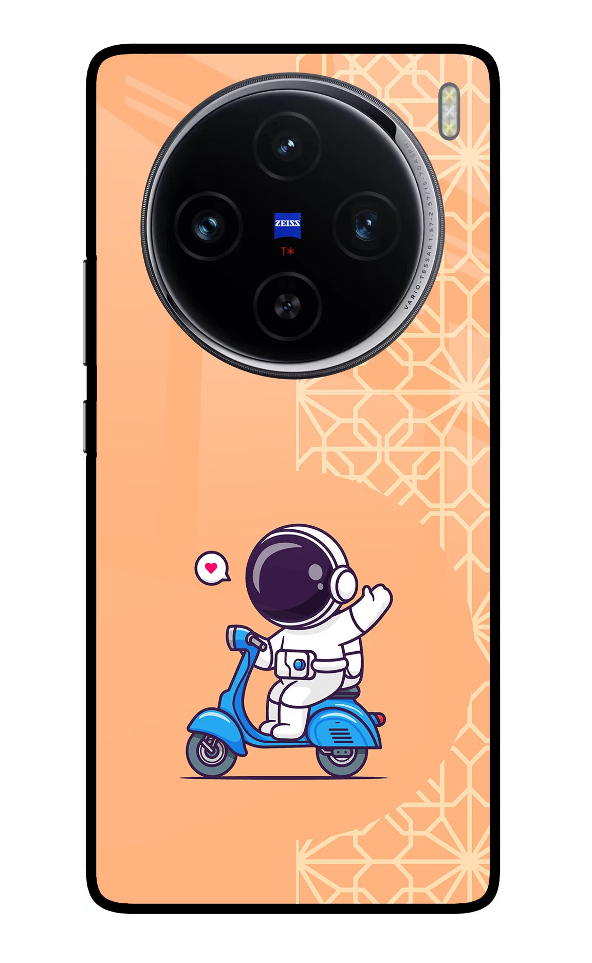 Cute Astronaut Riding Vivo X100 Glass Case Back Cover by Casekaro