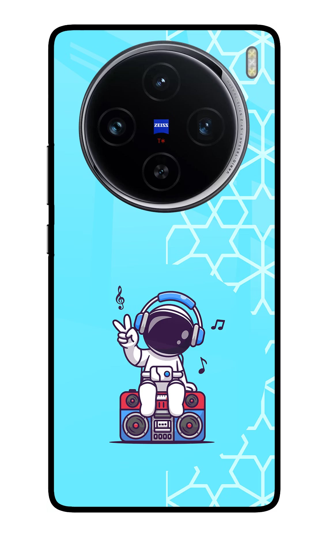 Cute Astronaut Chilling Vivo X100 Glass Case Back Cover by Casekaro