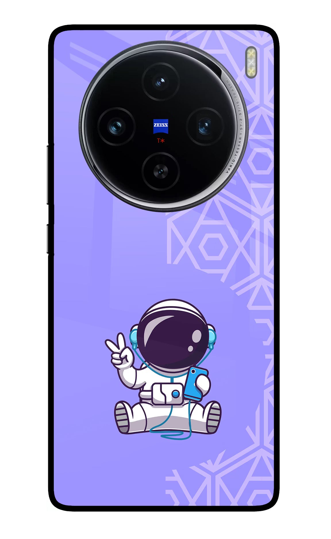 Cute Astronaut Chilling Vivo X100 Glass Case Back Cover by Casekaro