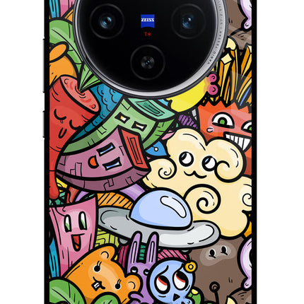 Veggie Doodle Vivo X100 Glass Case