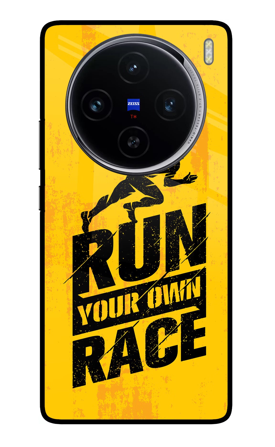 Run Your Own Race Vivo X100 Glass Case Back Cover by Casekaro
