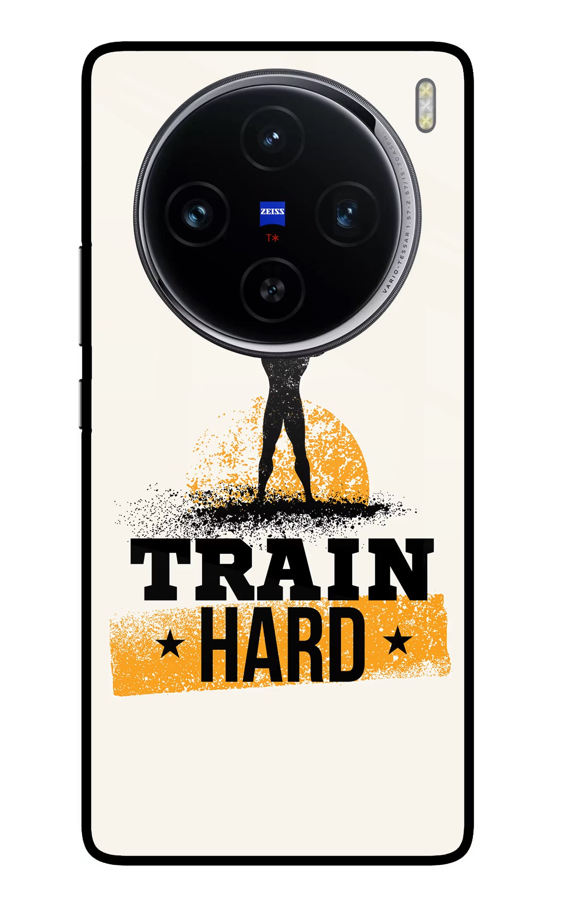 Train Hard Vivo X100 Glass Case Back Cover by Casekaro