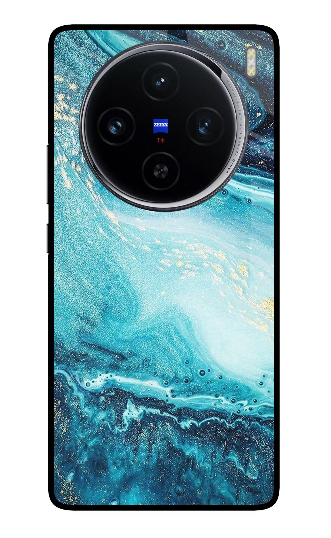 Blue Glitter Marble Vivo X100 Glass Case