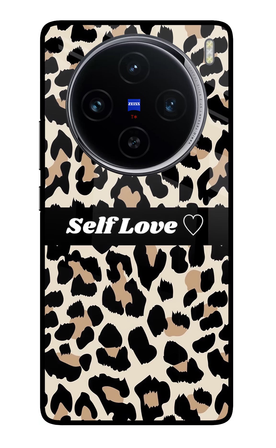 Leopard Print Self Love Vivo X100 Glass Case Back Cover by Casekaro