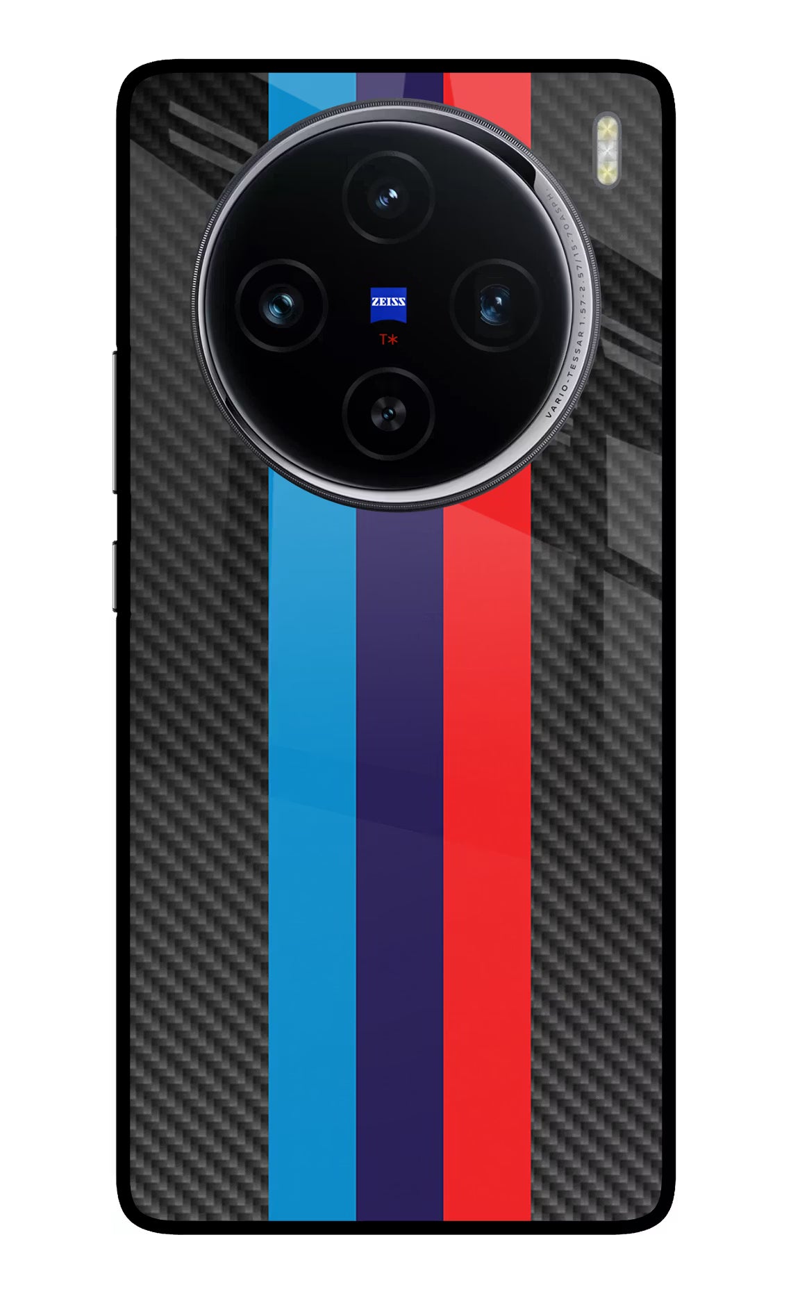 BMW Stripes Pattern Vivo X100 Glass Case Back Cover by Casekaro