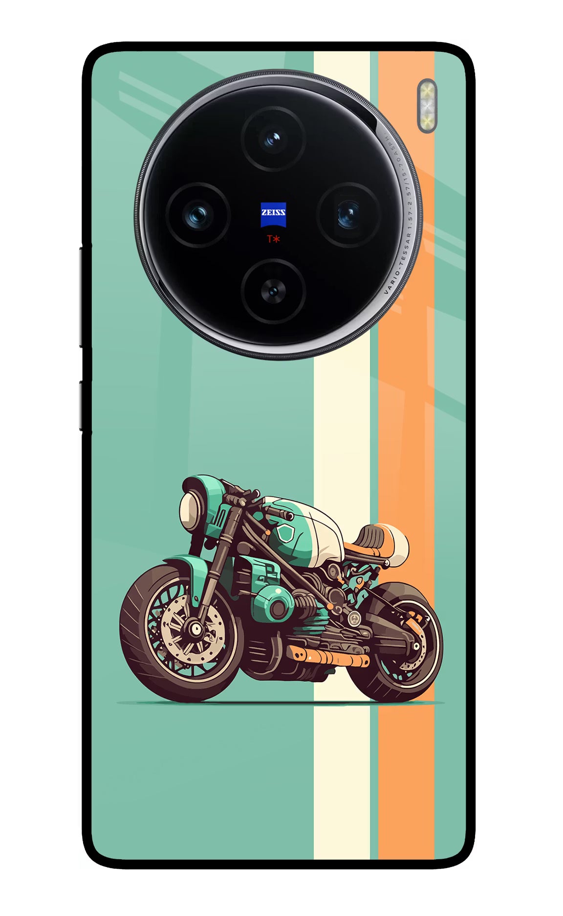 Striped Moto Drift Vivo X100 Glass Case